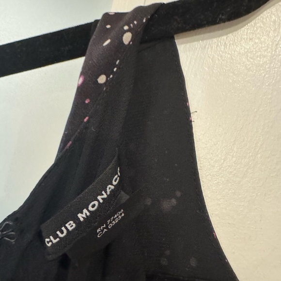Club Monaco sleeveless Black Top with Pink and white Accents - Picture 2 of 6